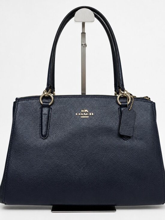Coach Handbags - Coach Coach Christie Carryall Large Navy Blue Leather Satchel Women's Bag